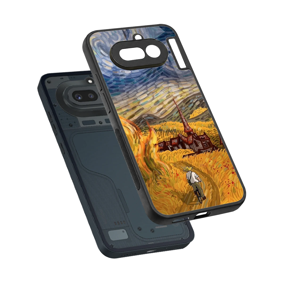 Starry Ride sleek nothing phone 4a cover with tempered glass back and TPU edges