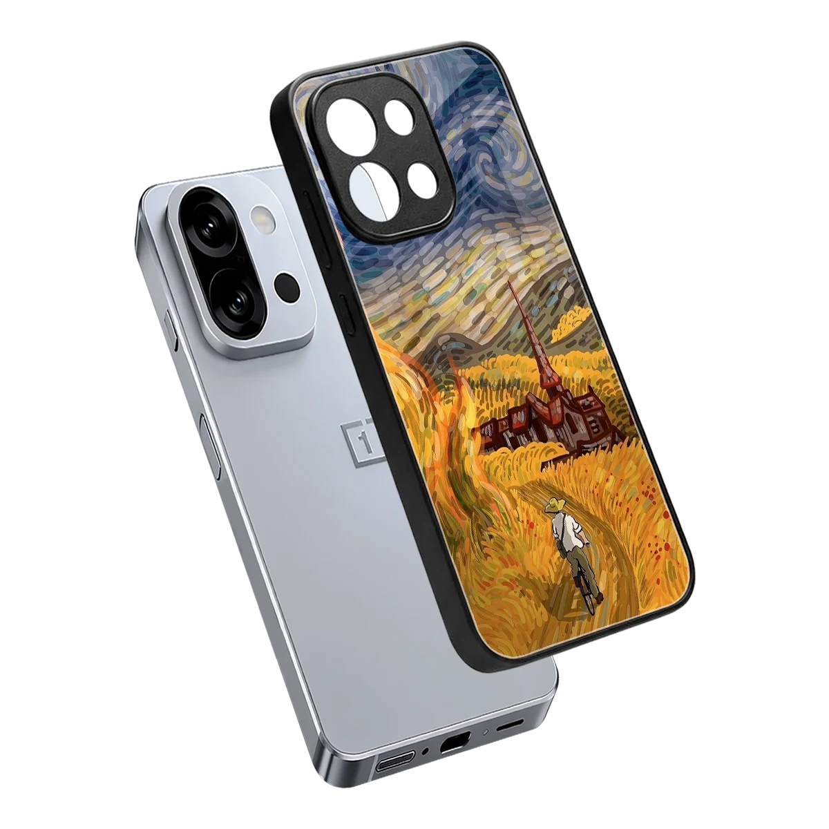 Starry Ride sleek oneplus 13s cover with tempered glass back and TPU edges