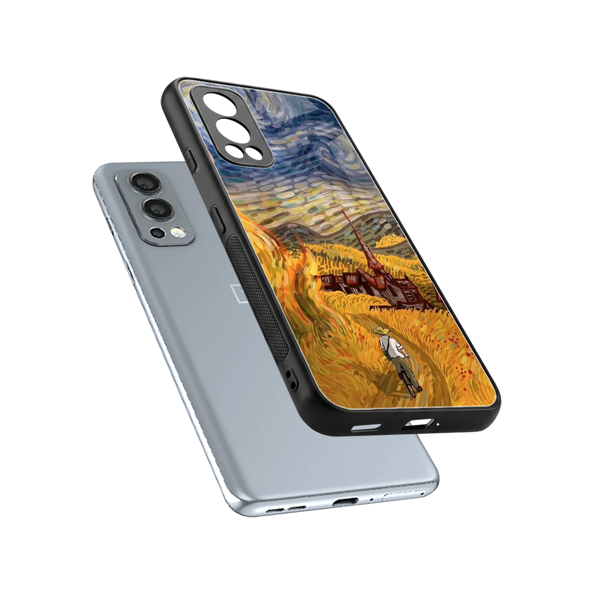 Starry Ride sleek oneplus nord 2 cover with tempered glass back and TPU edges