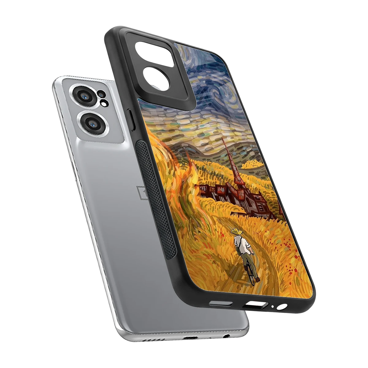 Starry Ride sleek oneplus nord ce 2 cover with tempered glass back and TPU edges