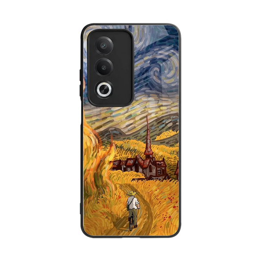 Starry Ride back phone cover | glass case for oppo a3 pro