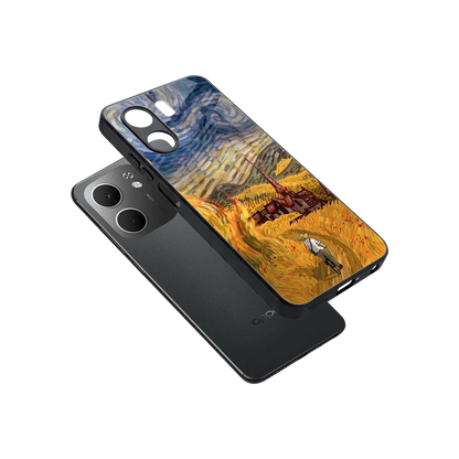 Starry Ride sleek oppo a5x 5g cover with tempered glass back and TPU edges