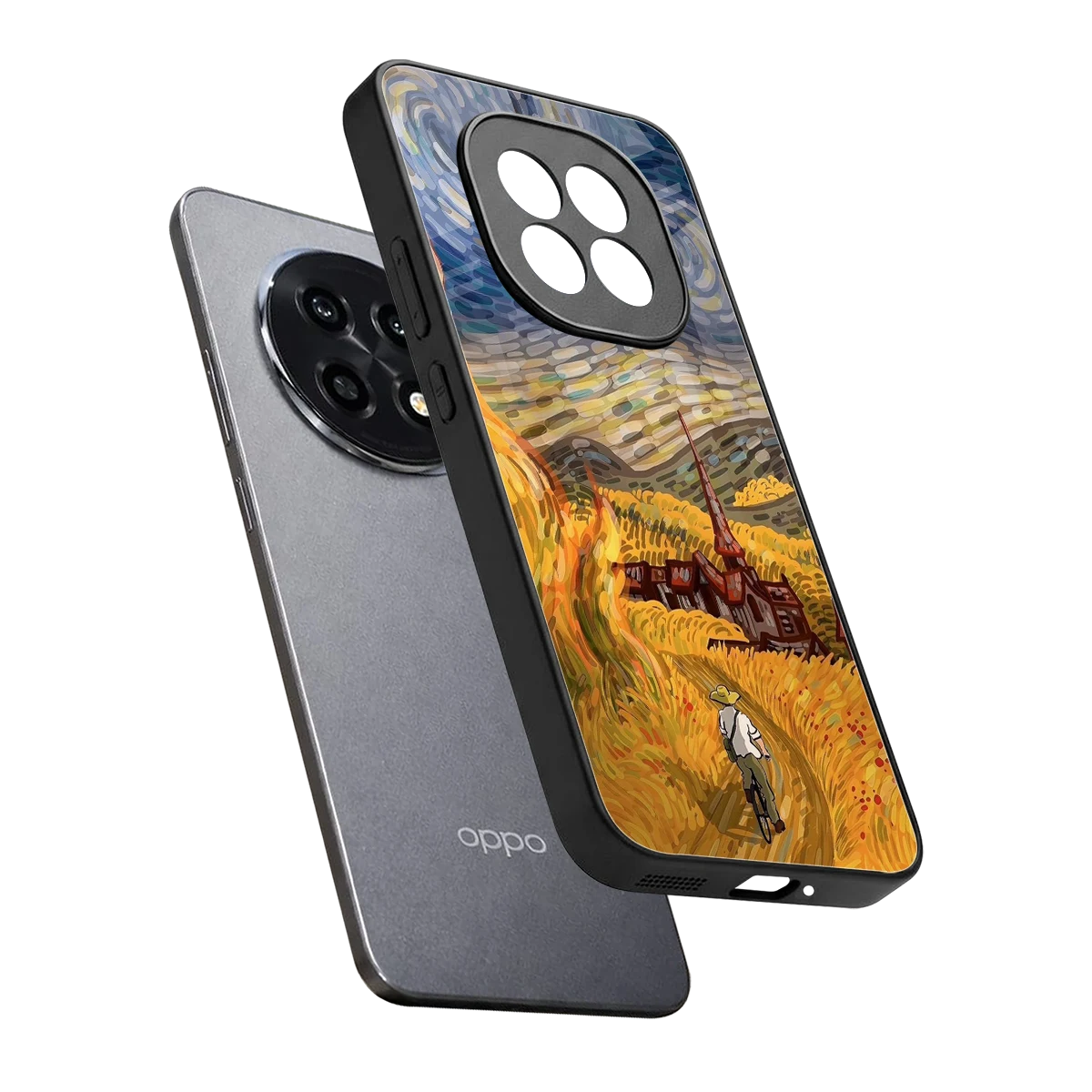 Starry Ride sleek oppo f29 pro 5g cover with tempered glass back and TPU edges