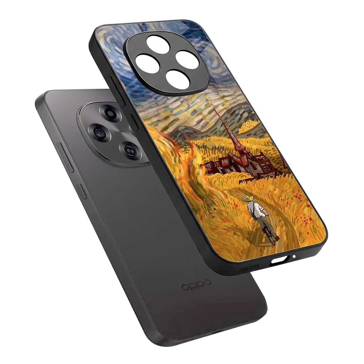 Starry Ride sleek oppo f31 pro 5g cover with tempered glass back and TPU edges