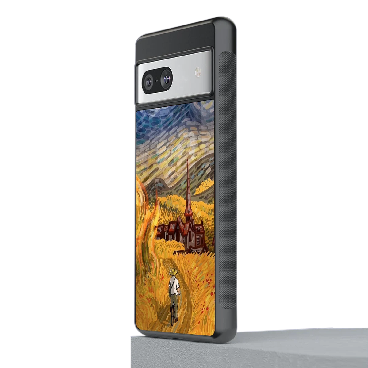 Starry Ride stylish phone case for google pixel 7a | glossy glass and slim fit