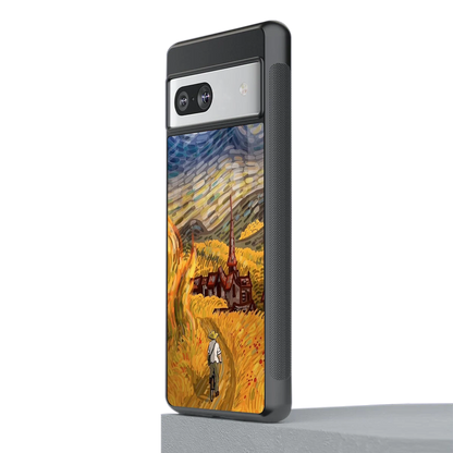 Starry Ride stylish phone case for google pixel 7a | glossy glass and slim fit