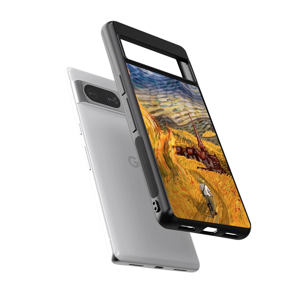Starry Ride sleek google pixel 8 cover with tempered glass back and TPU edges