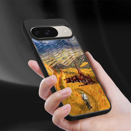 Starry Ride sleek google pixel 9 cover with tempered glass back and TPU edges