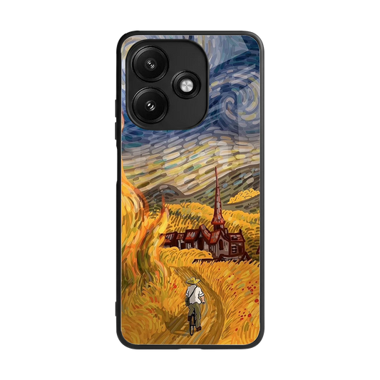 Starry Ride back phone cover | glass case for redmi 12 5g