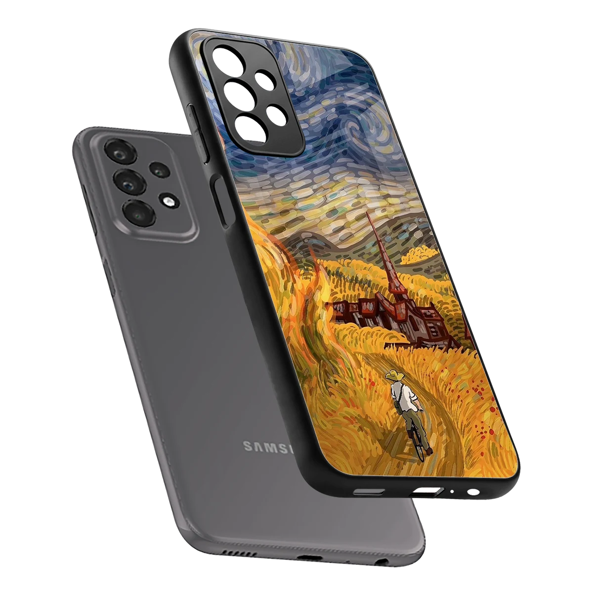 Starry Ride sleek samsung galaxy a23 cover with tempered glass back and TPU edges