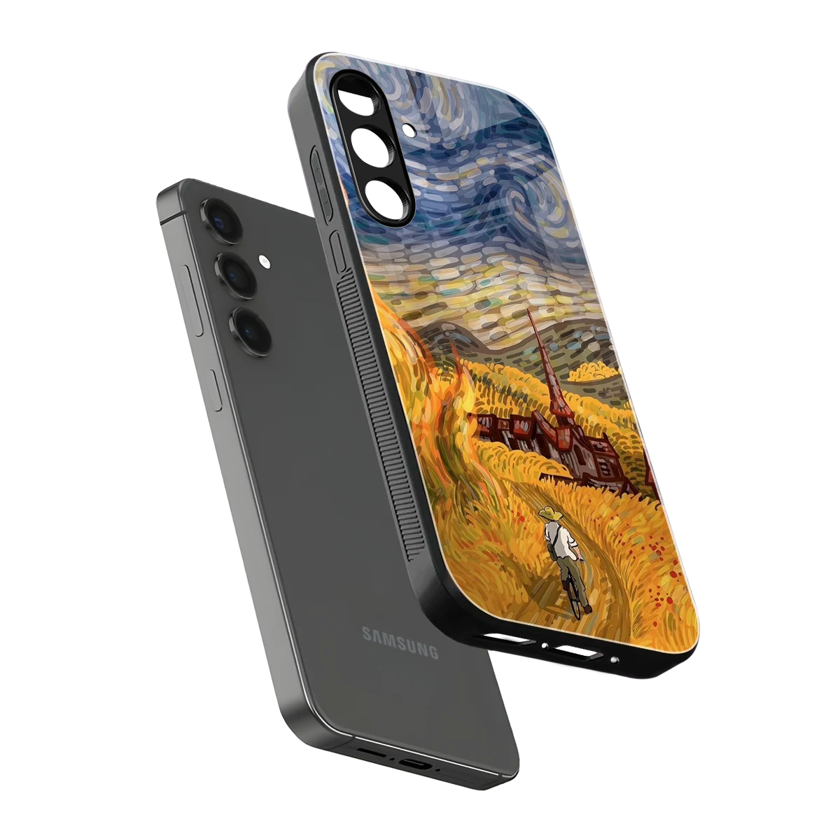Starry Ride sleek samsung galaxy a55 5g cover with tempered glass back and TPU edges