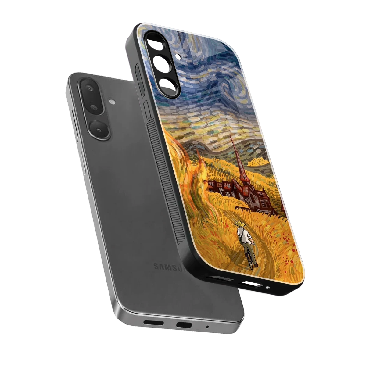 Starry Ride sleek samsung galaxy m36 5g cover with tempered glass back and TPU edges
