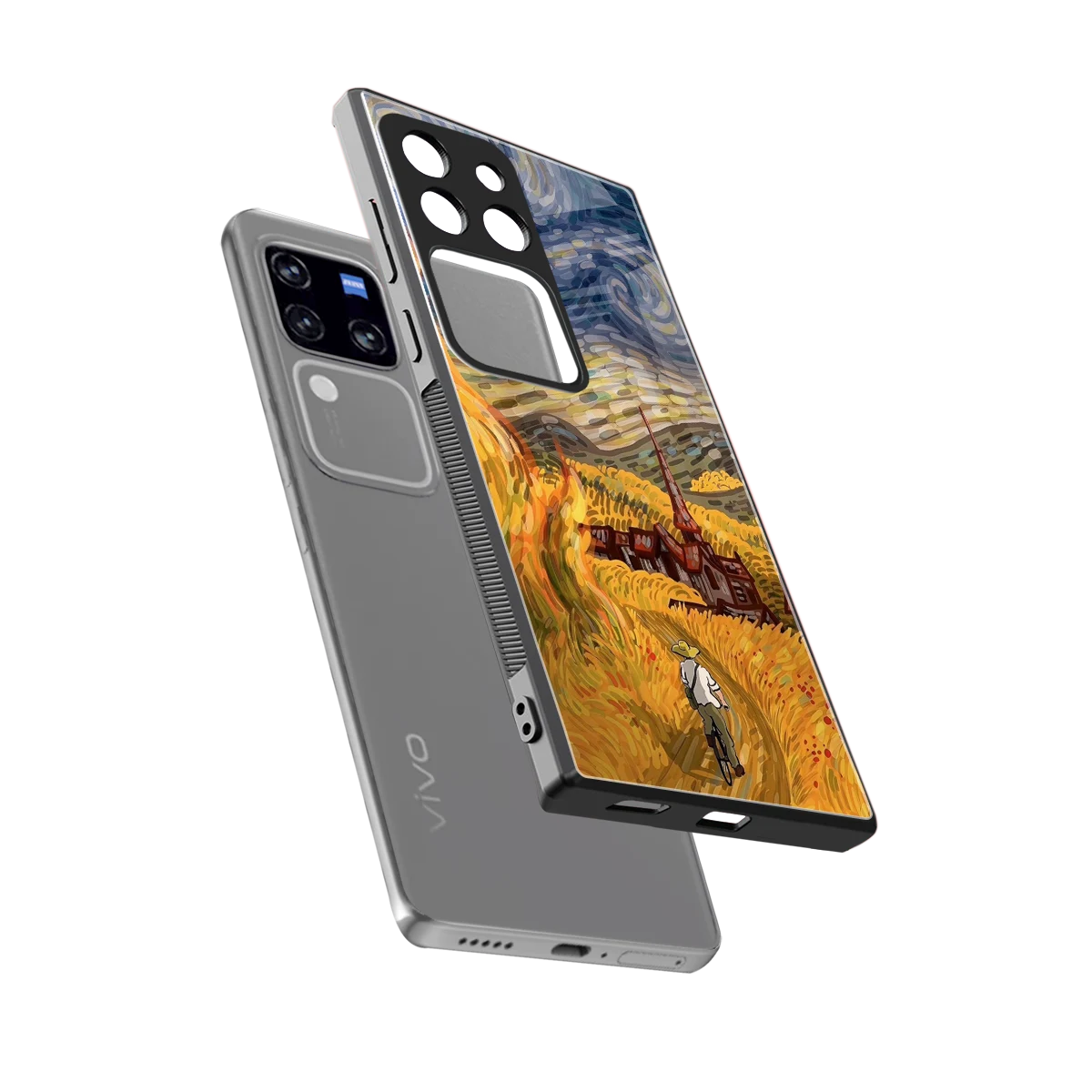 Starry Ride sleekvivo v30 pro cover with tempered glass back and TPU edges