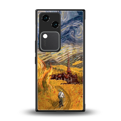 Starry Ride back phone cover | glass case for vivo v30