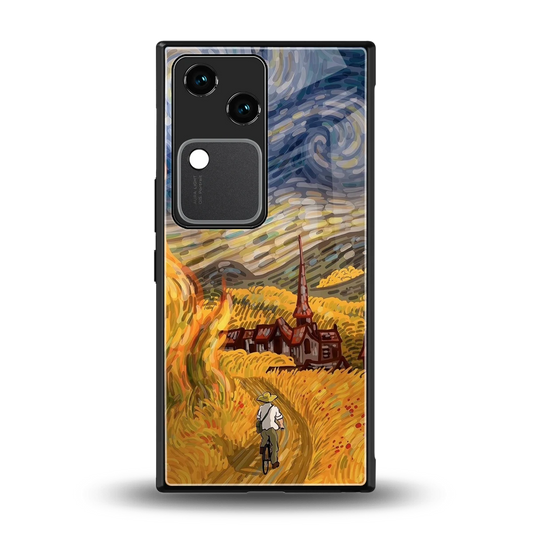 Starry Ride back phone cover | glass case for vivo v30