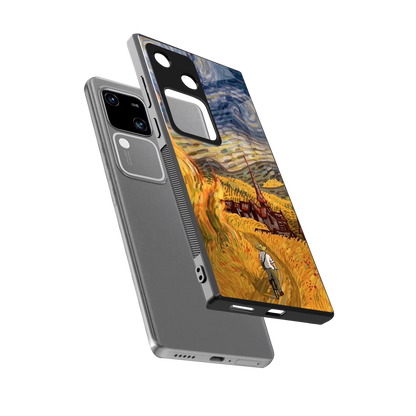Starry Ride sleek vivo v30 cover with tempered glass back and TPU edges