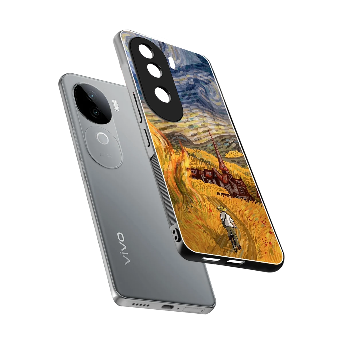 Starry Ride sleek vivo v40e cover with tempered glass back and TPU edges