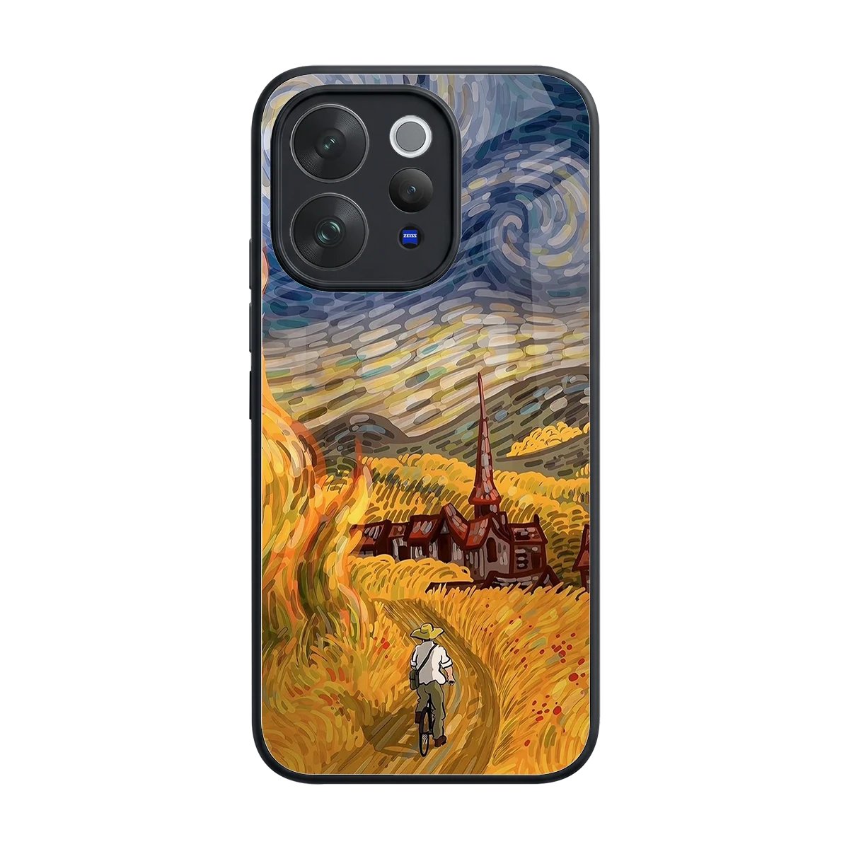 Starry Ride back phone cover | glass case for vivo v70 elite