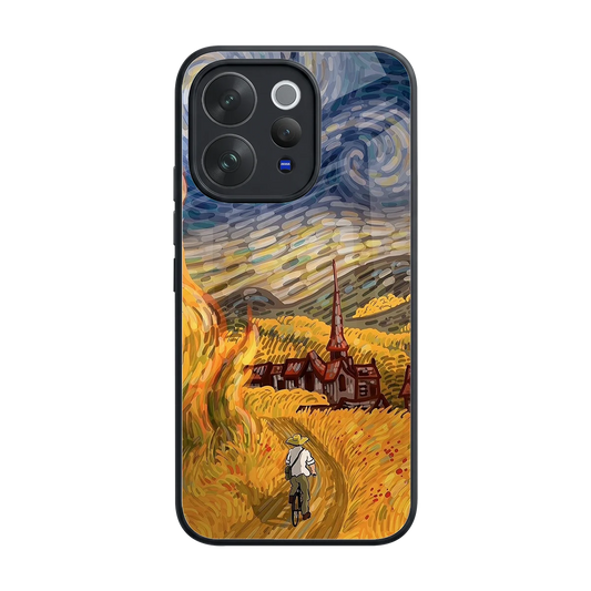 Starry Ride back phone cover | glass case for vivo v70 elite