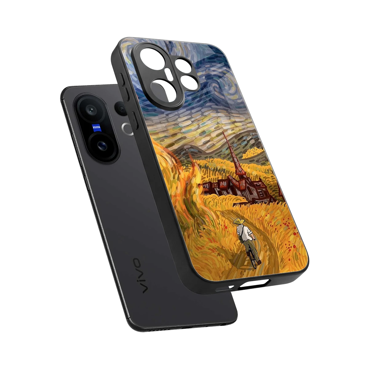 Starry Ride sleek vivo x200 fe cover with tempered glass back and TPU edges