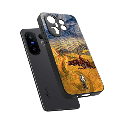 Starry Ride sleek vivo x200 fe cover with tempered glass back and TPU edges