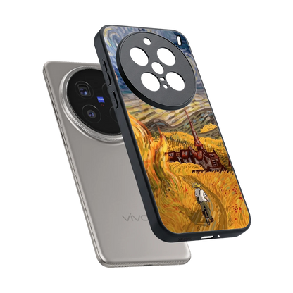 Starry Ride sleek vivo x200 pro cover with tempered glass back and TPU edges