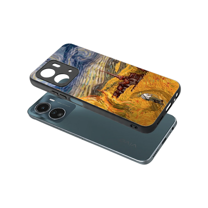 Starry Ride sleek vivo y16 cover with tempered glass back and TPU edges