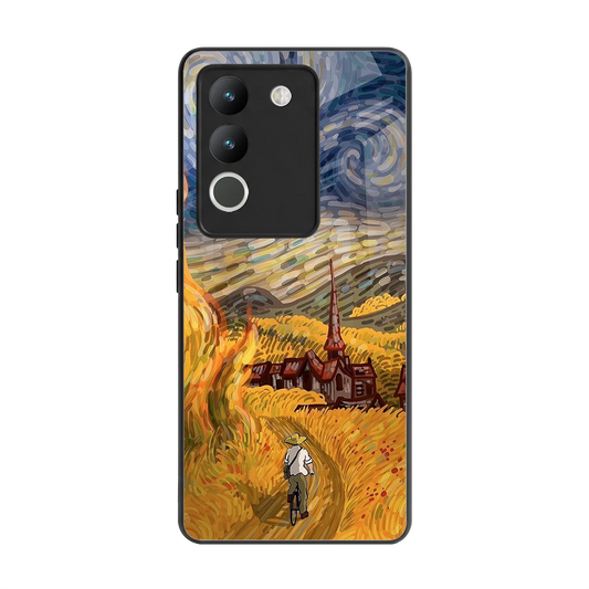 Starry Ride back phone cover | glass case for vivo y200 5g