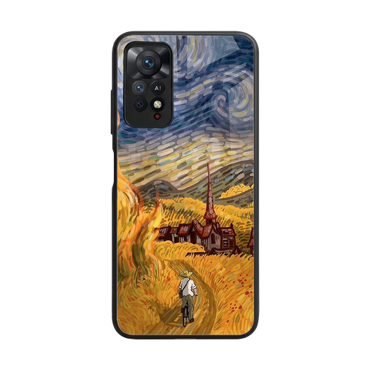 Starry Ride back phone cover | glass case for redmi note 11 pro