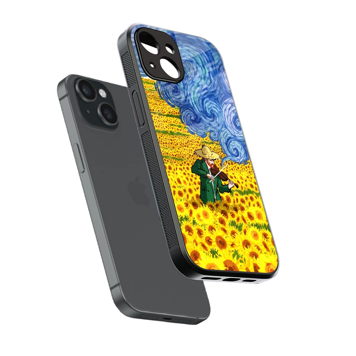 Starry Strings sleek iphone 13 cover with tempered glass back and TPU edges