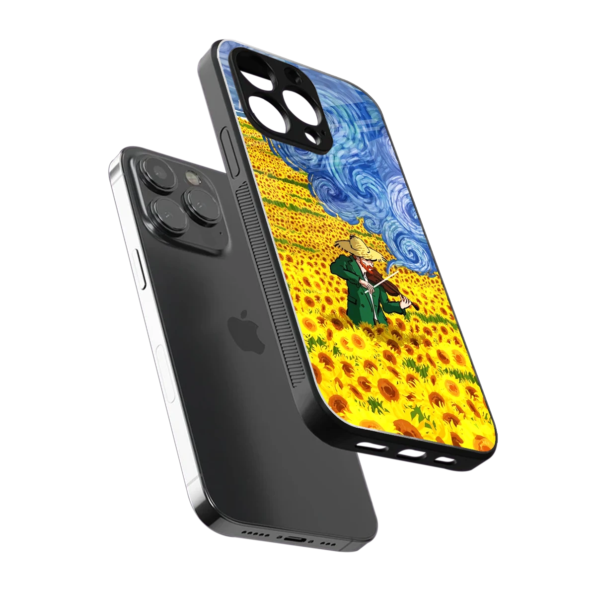 Starry Strings sleek iphone 15 pro max cover with tempered glass back and TPU edges