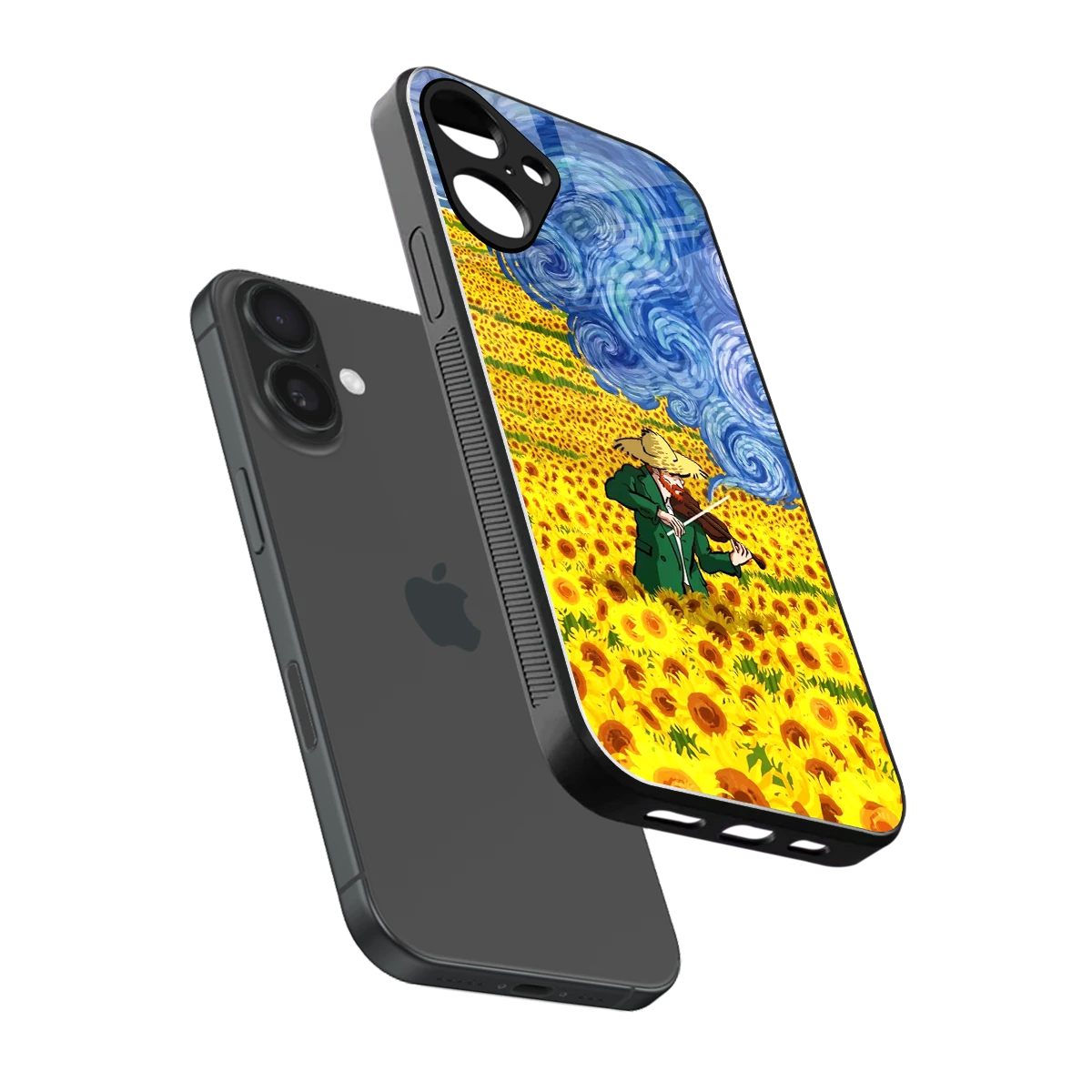Starry Strings sleek iphone 16 plus cover with tempered glass back and TPU edges
