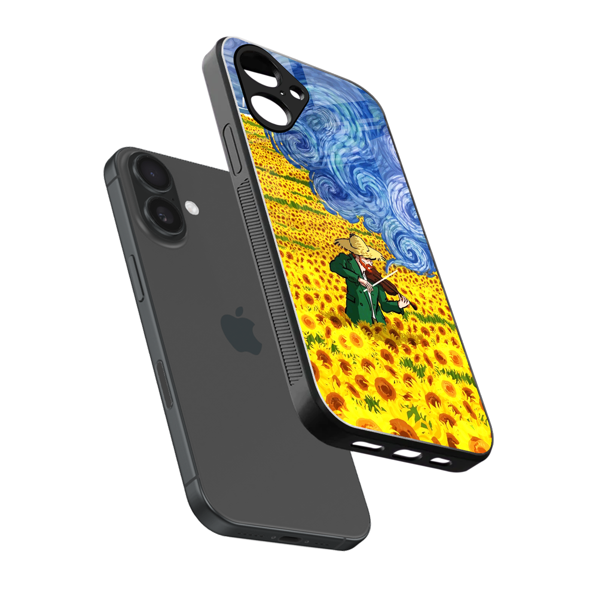 Starry Strings sleek iPhone 16 cover with tempered glass back and TPU edges