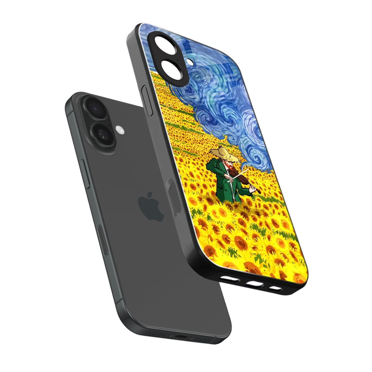 Starry Strings sleek iphone 17 cover with tempered glass back and TPU edges