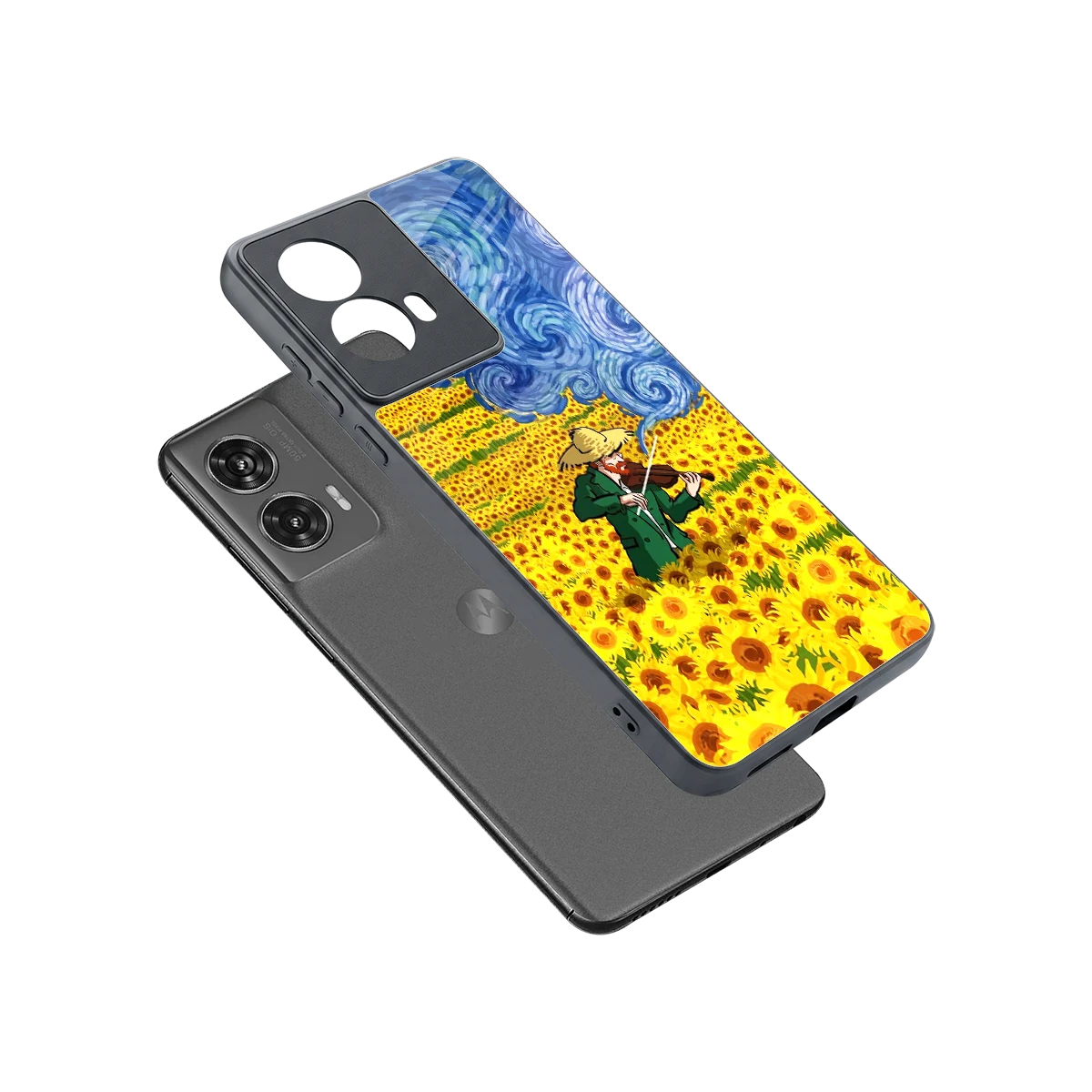 Starry Strings sleek motorola edge 50 fusion cover with tempered glass back and TPU edges