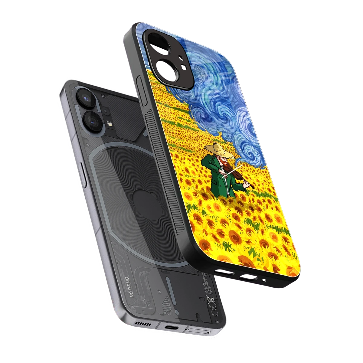 Starry Strings sleek nothing phone 1 cover with tempered glass back and TPU edges