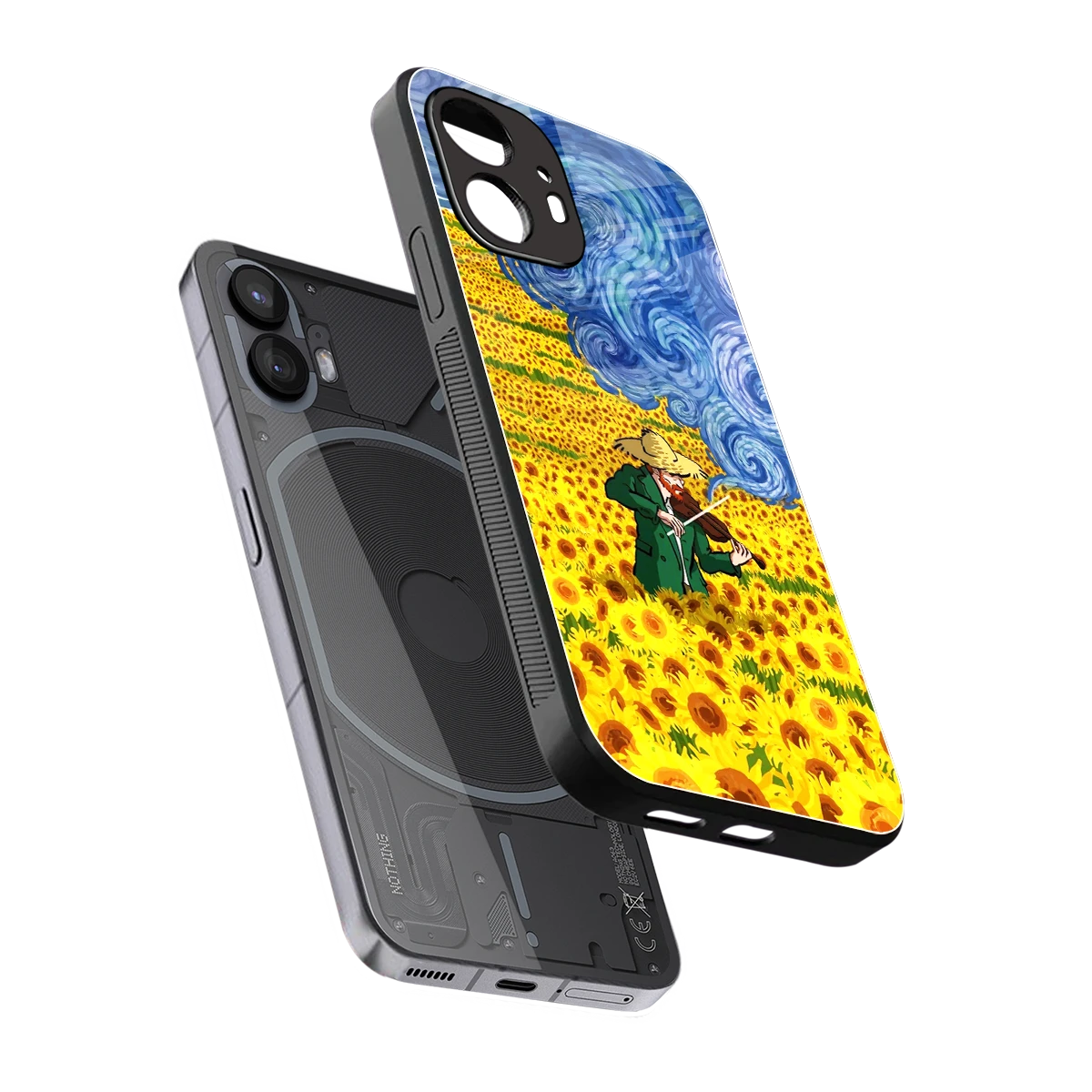 Starry Strings sleek nothing phone 2 cover with tempered glass back and TPU edges