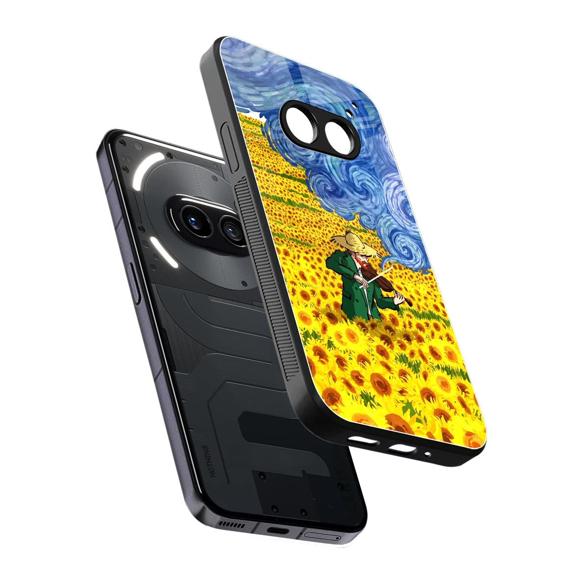 Starry Strings sleek nothing phone 2a cover with tempered glass back and TPU edges