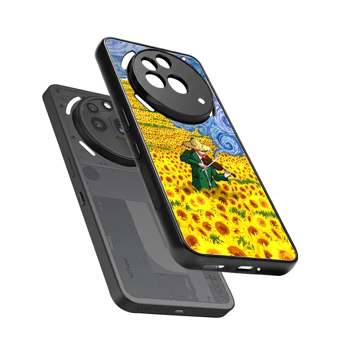 Starry Strings sleek nothing phone 3a pro cover with tempered glass back and TPU edges