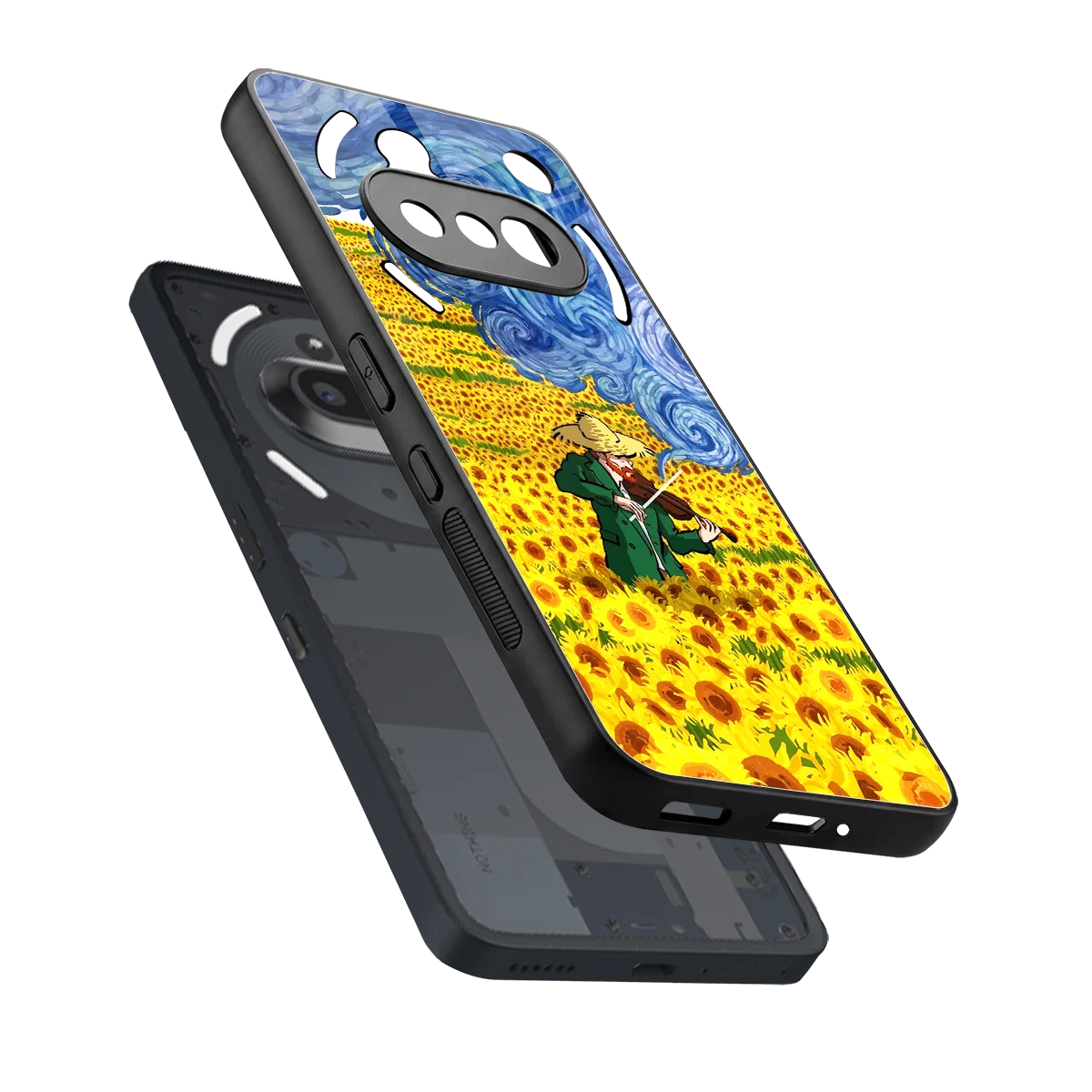 Starry Strings sleek nothing phone 3a cover with tempered glass back and TPU edges