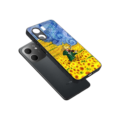 Starry Strings sleek oppo a5x 5g cover with tempered glass back and TPU edges