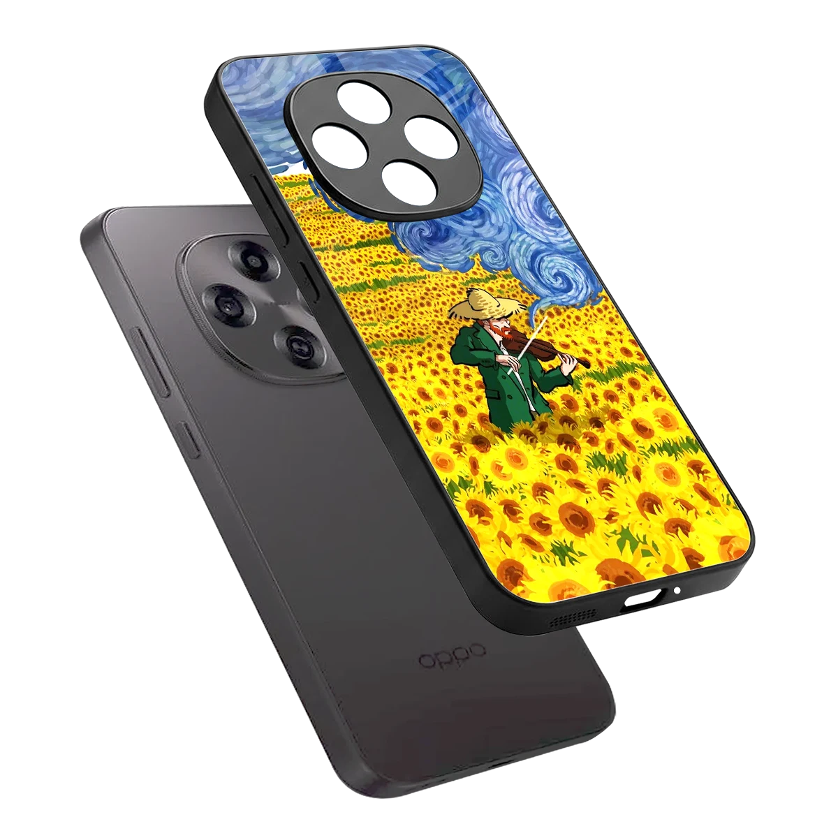 Starry Strings sleek oppo f31 pro 5g cover with tempered glass back and TPU edges