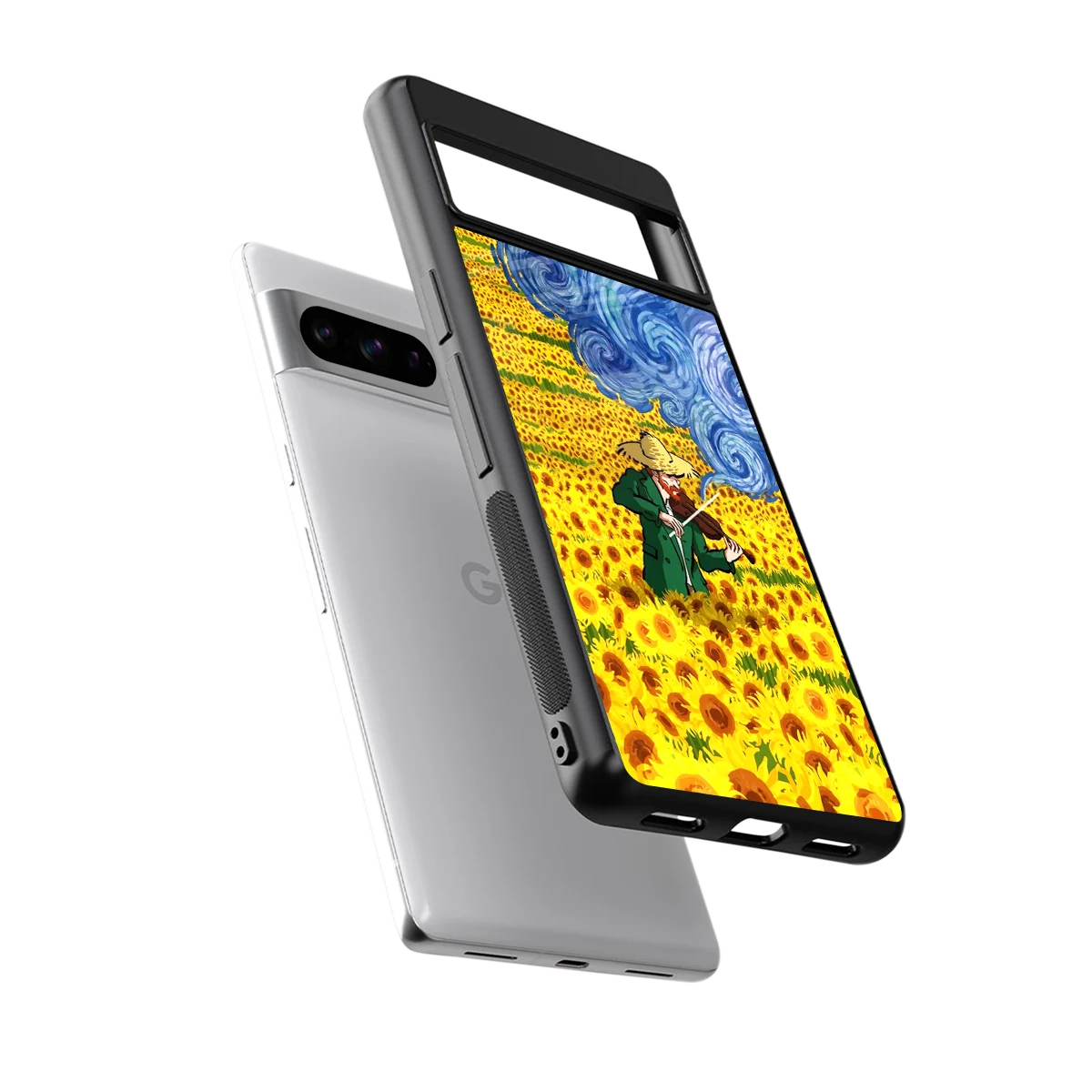 Starry Strings sleek google pixel 8 pro cover with tempered glass back and TPU edges