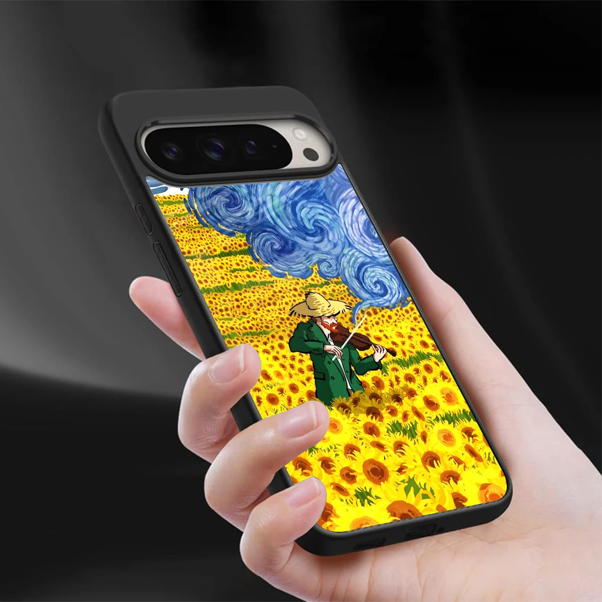 Starry Strings sleek google pixel 9 pro cover with tempered glass back and TPU edges