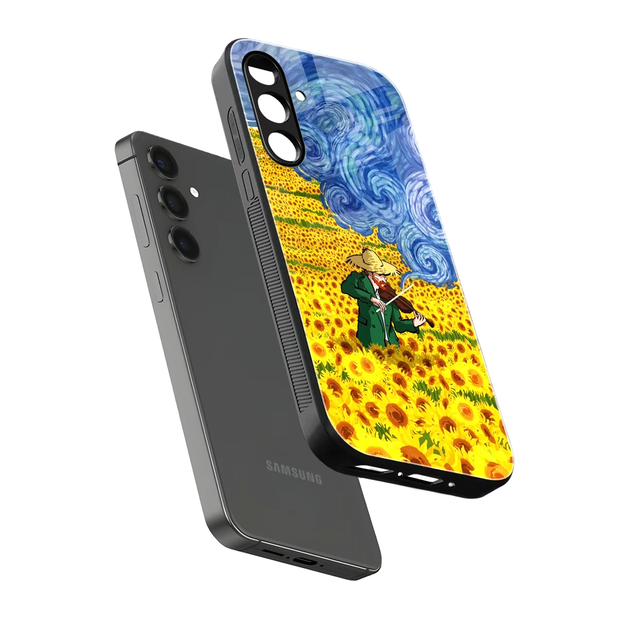 Starry Strings sleek samsung galaxy m34 5g cover with tempered glass back and TPU edges