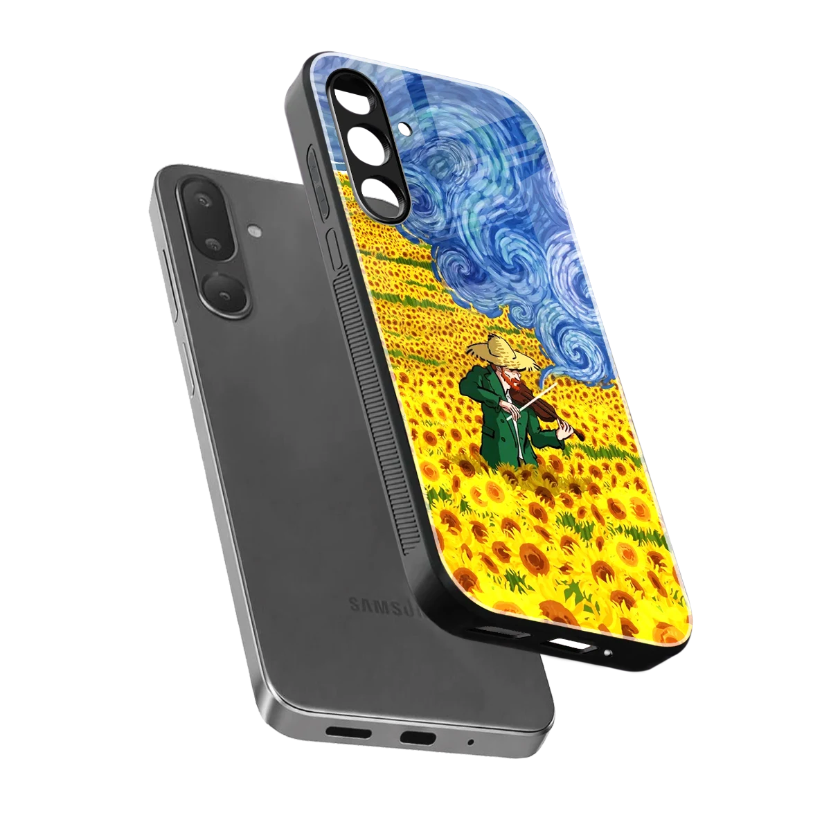 Starry Strings sleek samsung galaxy m36 5g cover with tempered glass back and TPU edges
