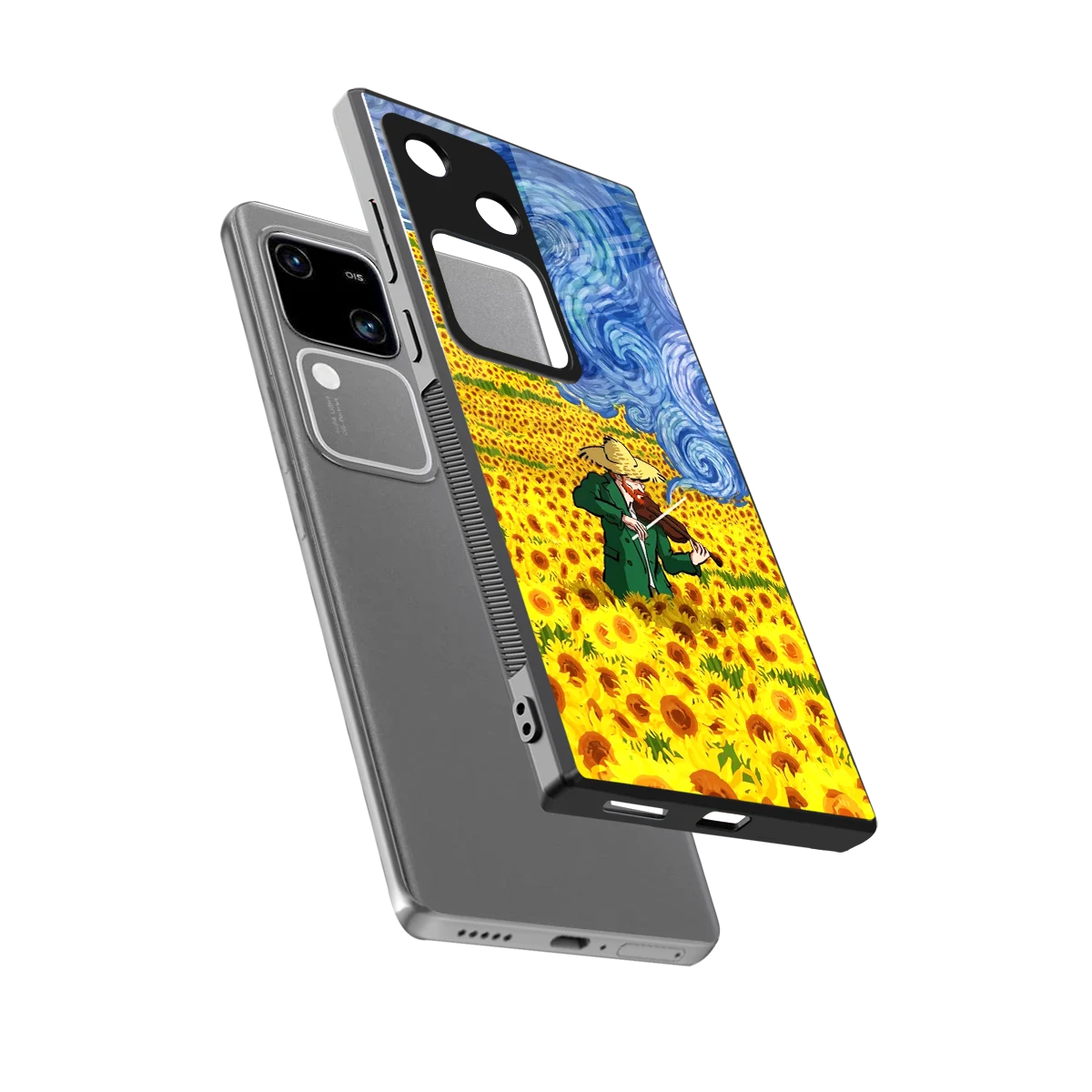 Starry Strings sleek vivo v30 cover with tempered glass back and TPU edges