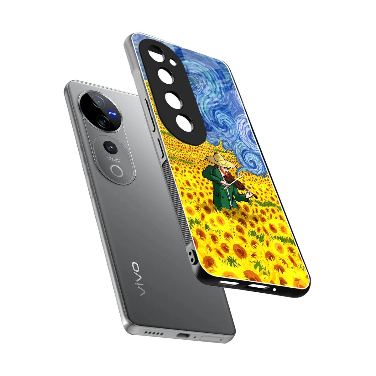 Starry Strings sleek vivo v40 pro cover with tempered glass back and TPU edges
