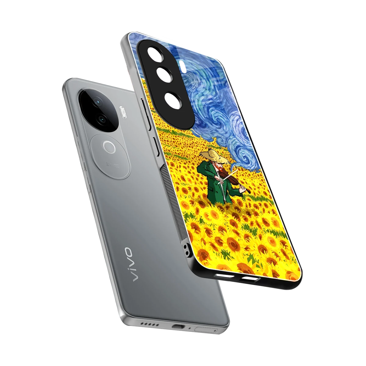 Starry Strings sleek vivo v40e cover with tempered glass back and TPU edges