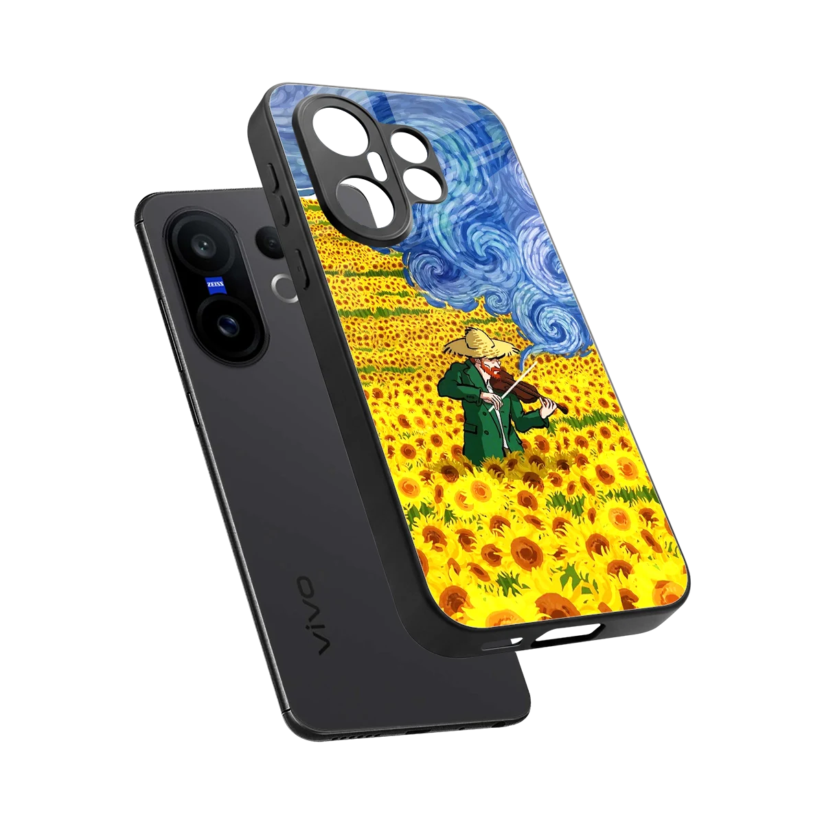 Starry Strings sleek vivo x200 fe cover with tempered glass back and TPU edges